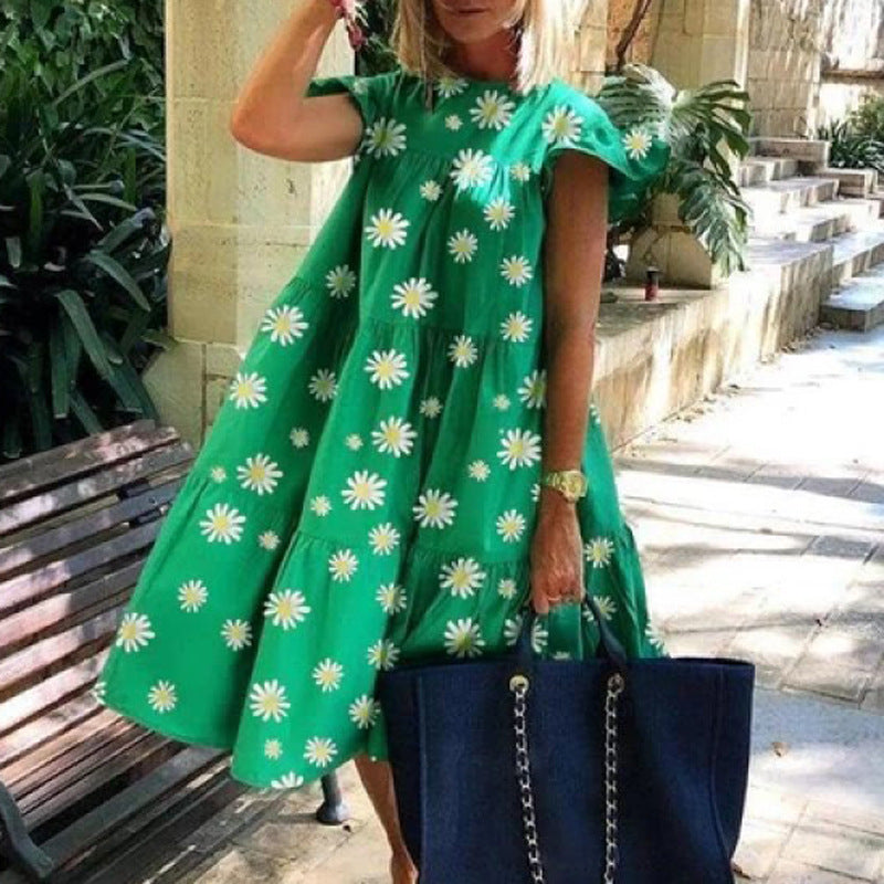 Levoire | Robe D'Été Mignonne Et Confortable Fleurs vertes