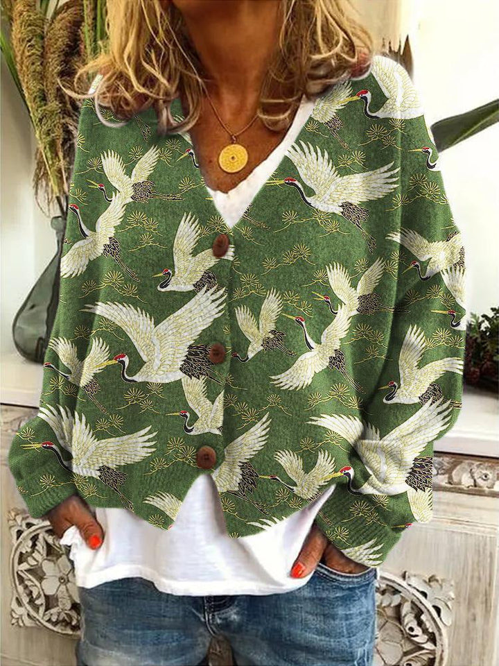 Levoire | Élégant Cardigan Pour Femmes Avec Impression Unique Vert