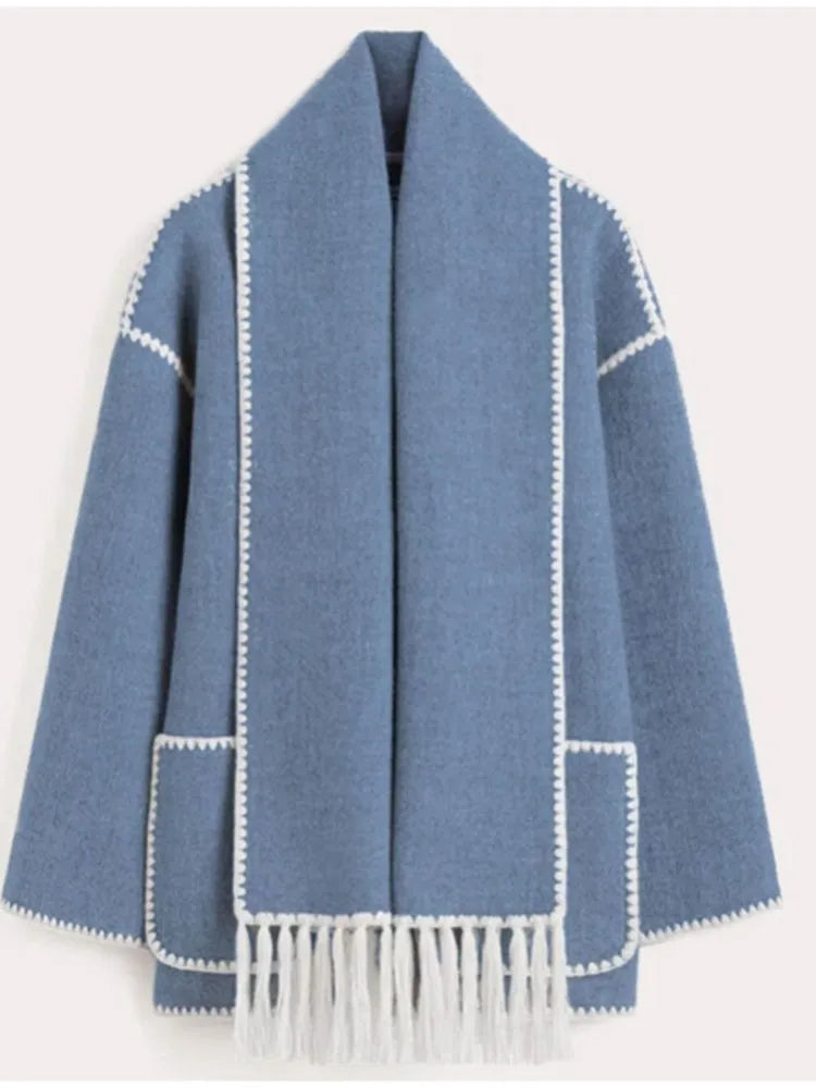 Levoire | Élégant Écharpe-Chaqueta Chaud Bleu