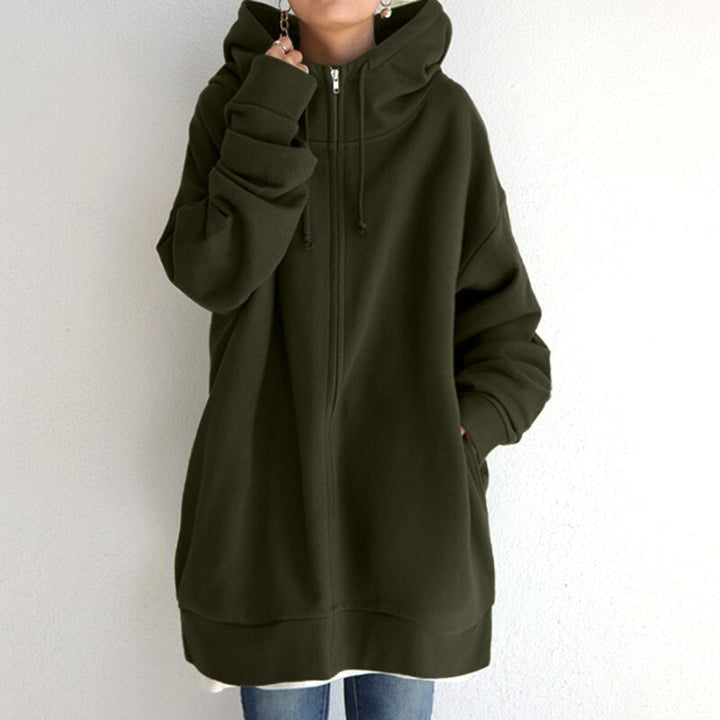 Levoire | Long zip-up hoodie with pockets Vert foncé