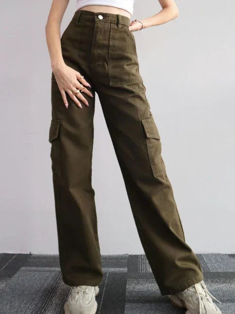 Levoire | Pantalons Cargo Avec Poches 3D Pour Femmes Vert foncé
