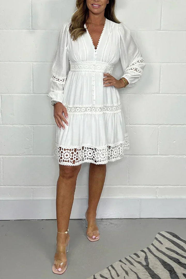 Levoire | Robe À Encolure En V Pour Femmes Élégante Décontractée Légère Robe Blanc