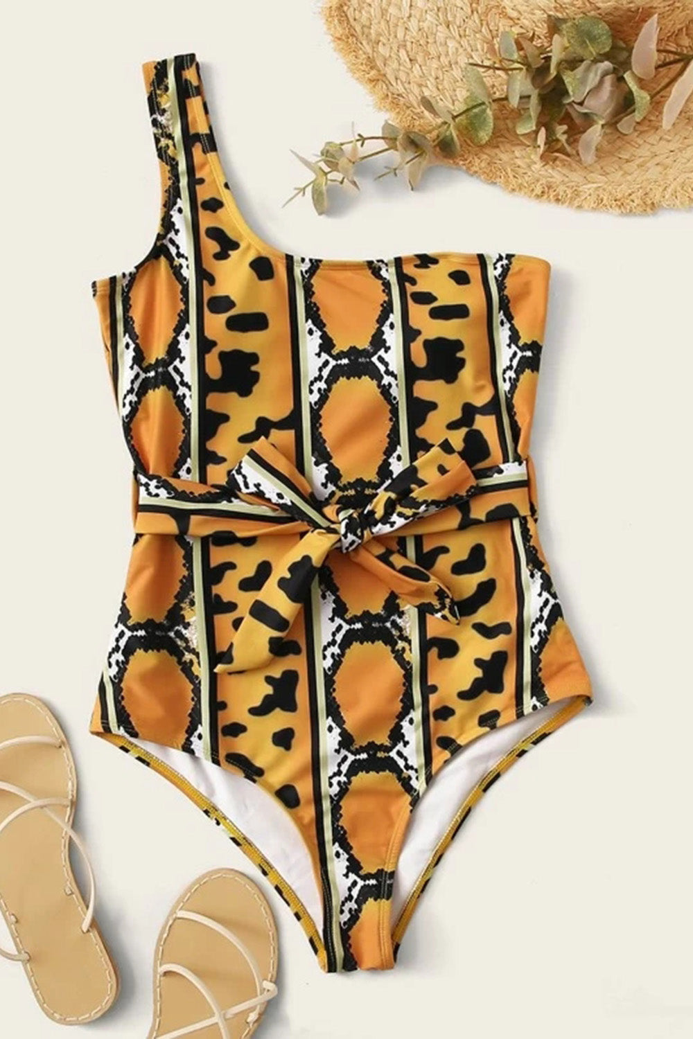 Levoire | Modèle Nœud Devant Maillot de Bain Une Pièce Jaune