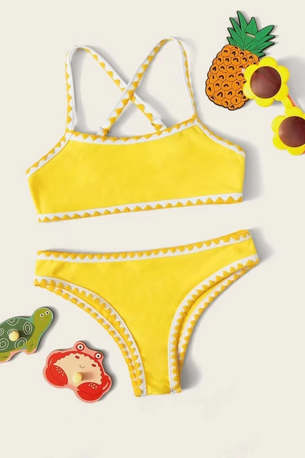 Levoire | Ensemble de bikini à point de croix Whip Stitch Jaune