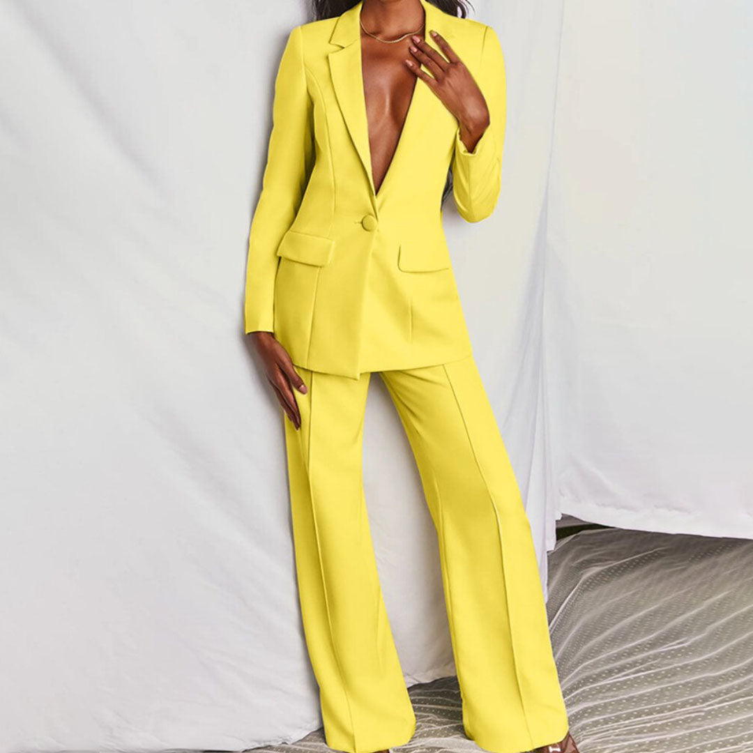 Levoire | Ensemble Chic Blazer et Pantalon Femme Keltainen