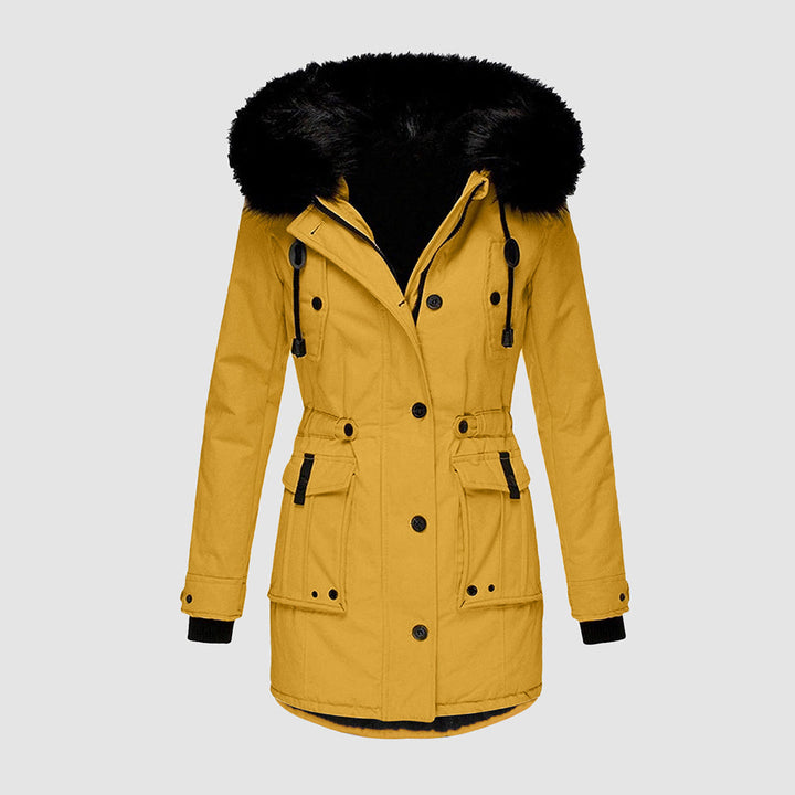 Levoire - Veste d'hiver imperméable avec capuche pour femmes Jaune