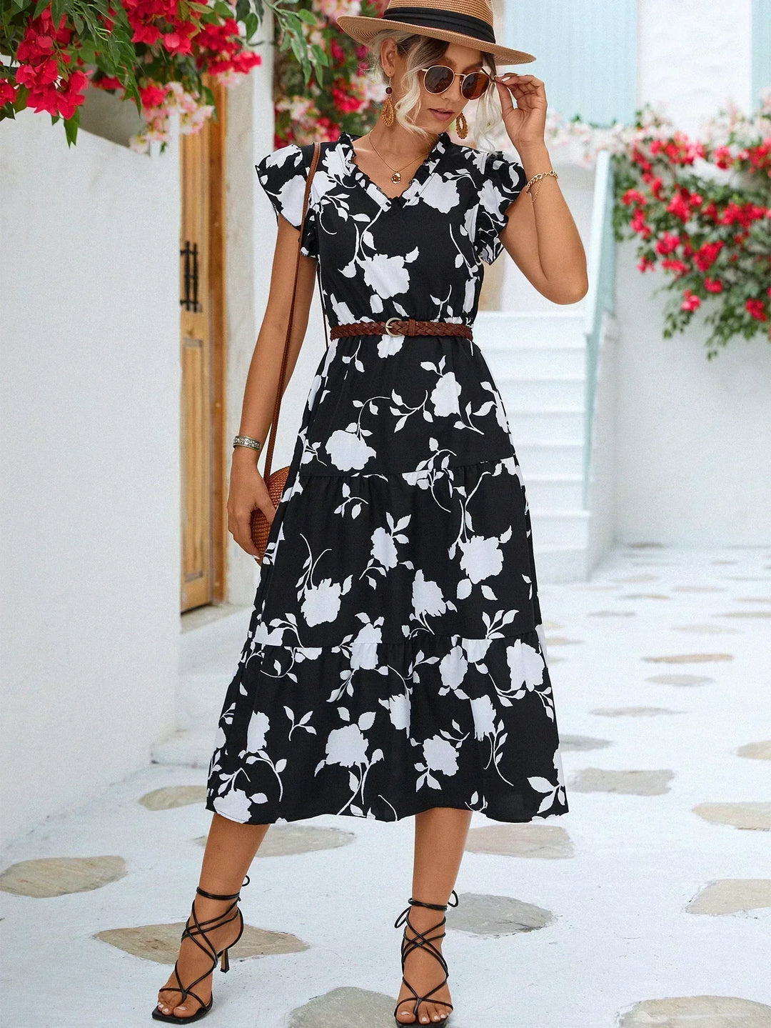 Levoire | Robe d'été élégante avec imprimé Noir