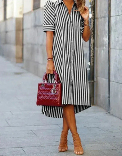 Levoire | Robe Chemise Rayée En Noir Et Blanc