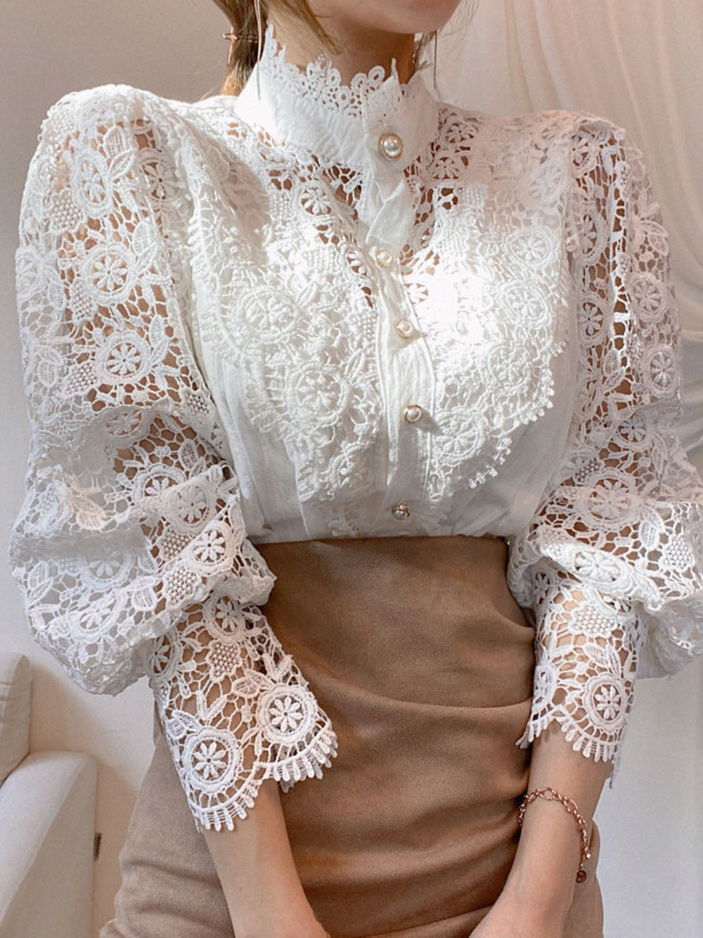 Levoire | Blouse en dentelle chic et élégante Blanc