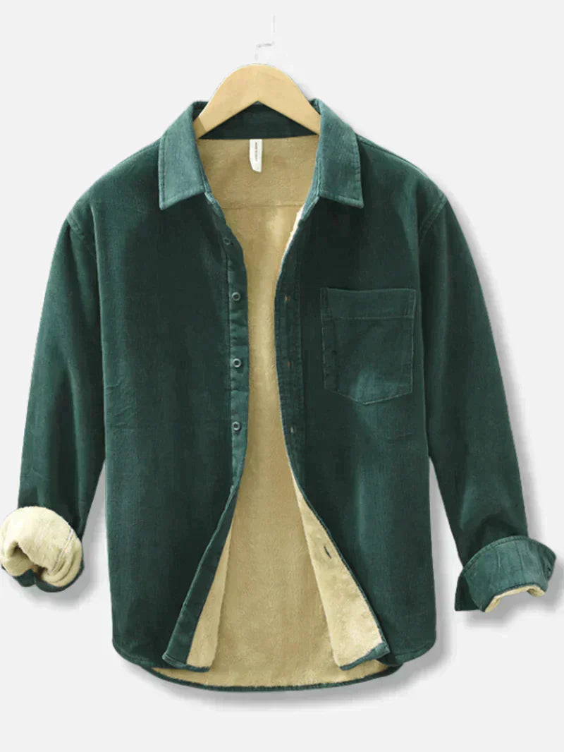 Levoire | Chemise En Velours Côtele Elegant Hommes Vert