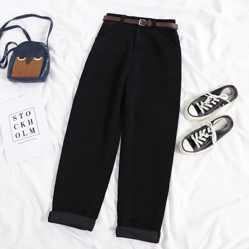 Levoire | Pantalons En Velours Pour Femmes Noir