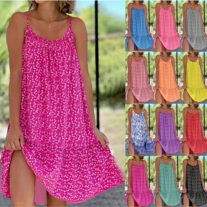 Levoire | Robe D'Été Confortable Imprimé Floral Joyeux Rosa foncé
