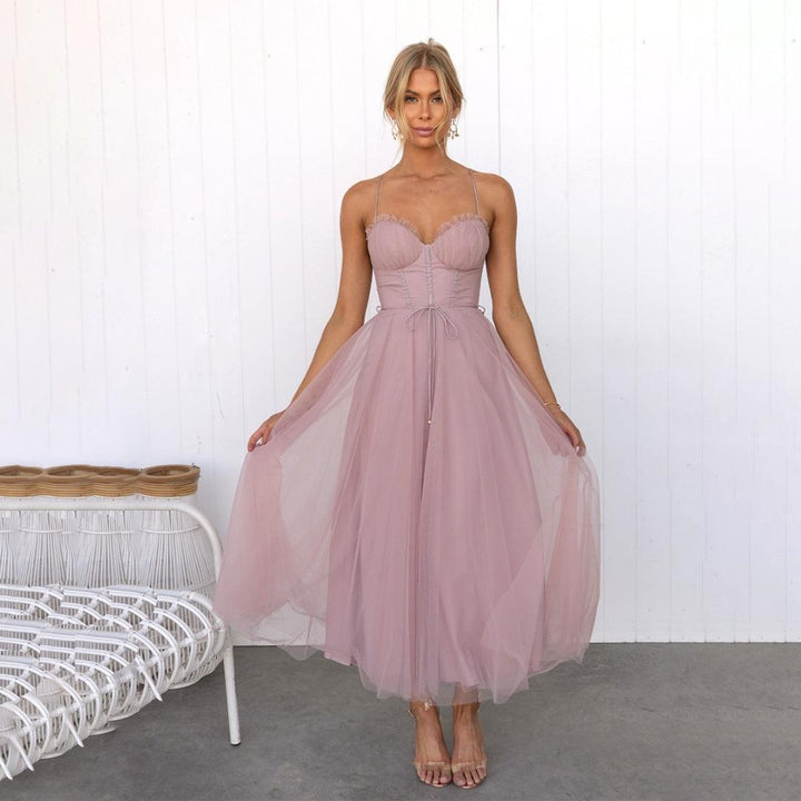 Levoire | Robe Maxi Élégante En Mesh Pour Femmes Rosa