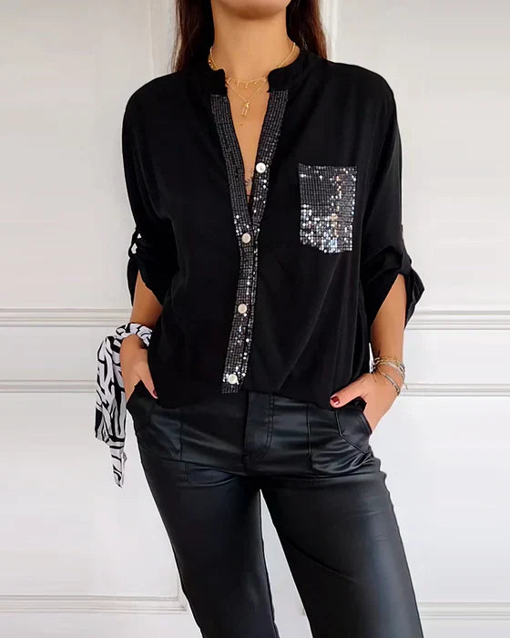 Levoire | Chemisier Féminin À Poche En Sequins