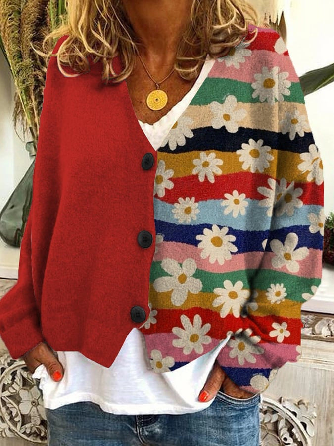 Levoire | Veste En Tricot Pour Dames Avec Impression Unique Rot