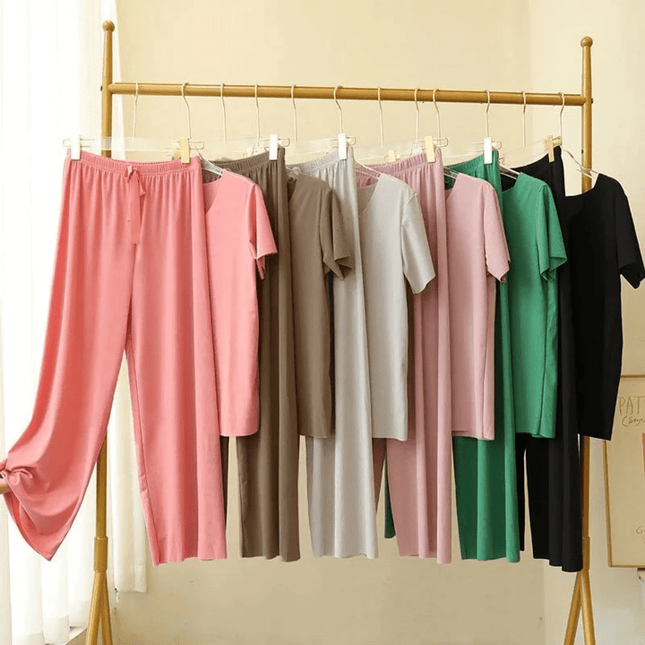 Levoire | T-Shirt Et Pantalon En Soie Rosa