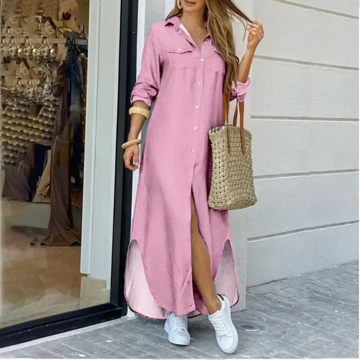 Levoire | Style Imprimé Bouton Blouse Robe Rosa