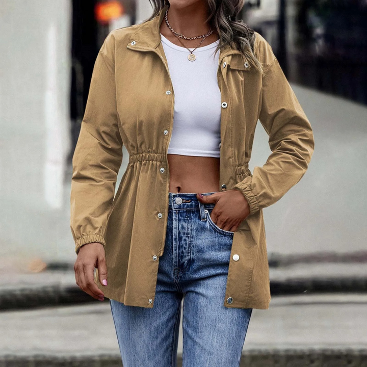 Levoire | Style Kaki Avec Bouton Long Veste D'Été Braun