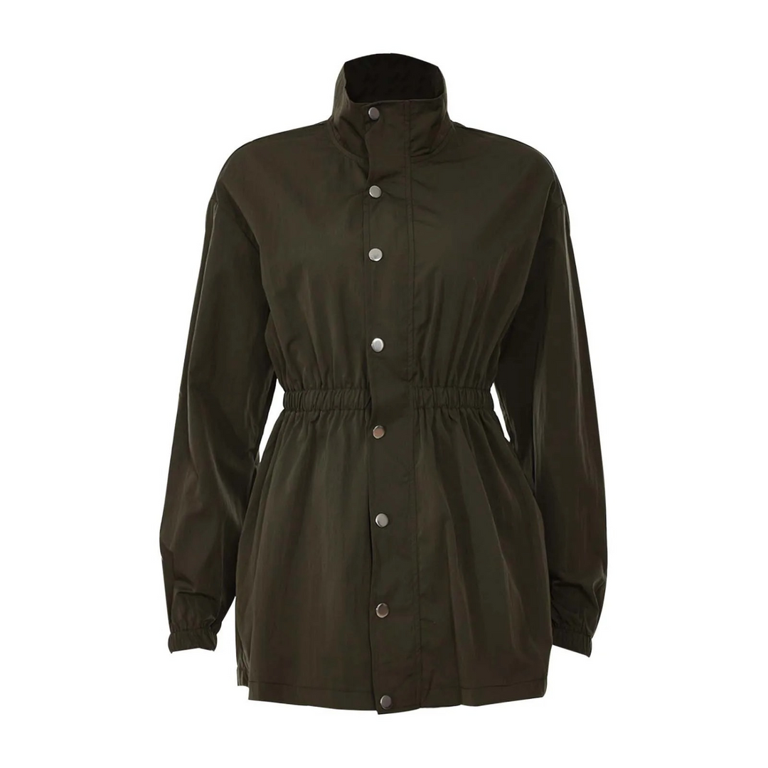 Levoire | Style Kaki Avec Bouton Long Veste D'Été Vert foncé