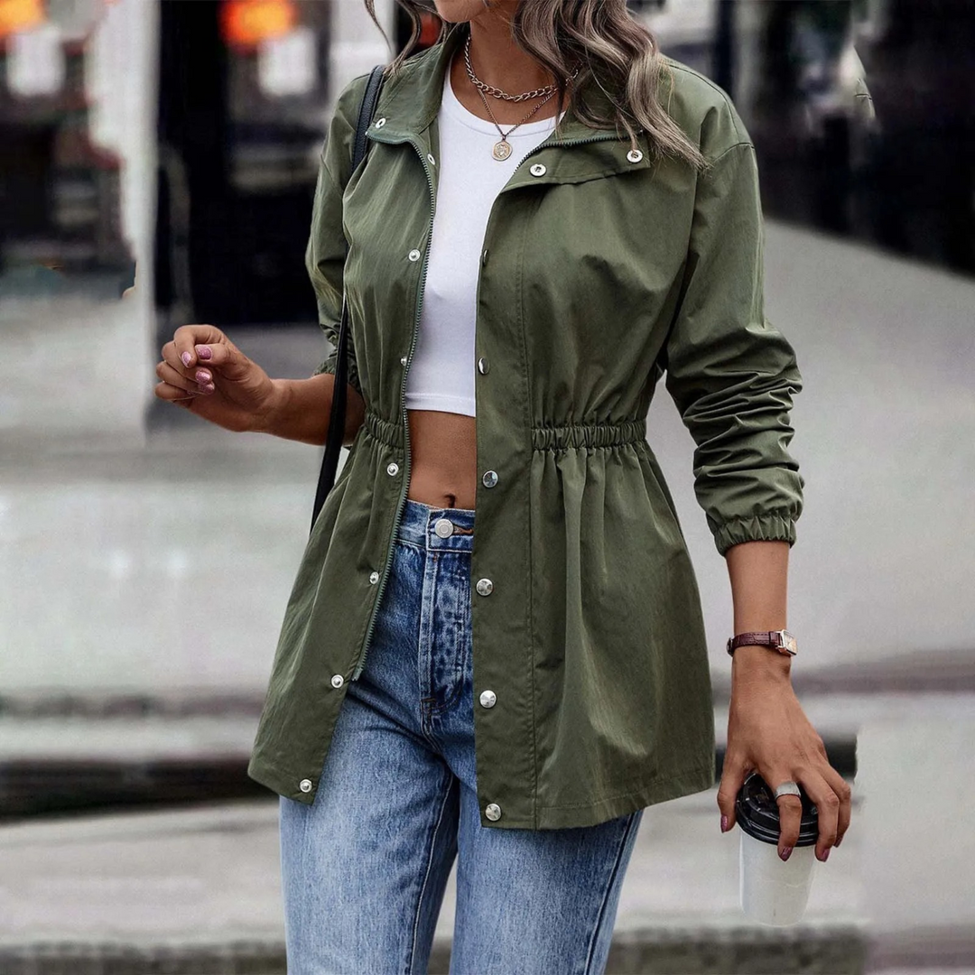 Levoire | Style Kaki Avec Bouton Long Veste D'Été Vert