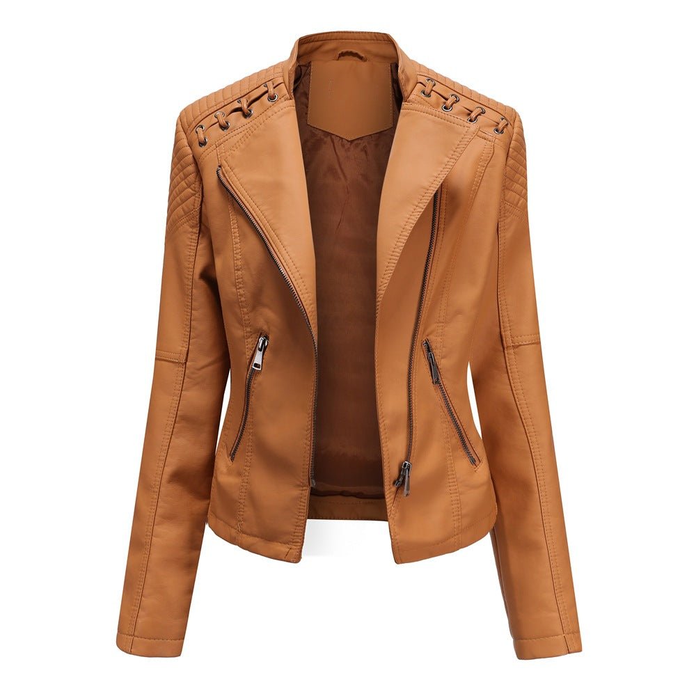 Levoire | Veste De Biker En Cuir Pour Femmes Orange