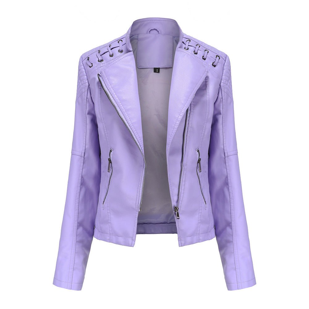 Levoire | Veste De Biker En Cuir Pour Femmes Violet foncé