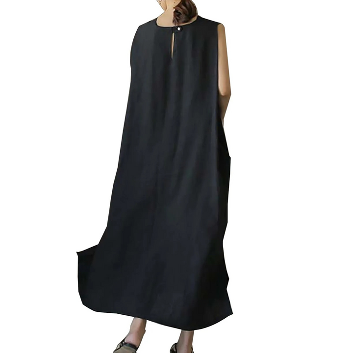 Levoire | O-Coupe Robe En Lin Simple Noir