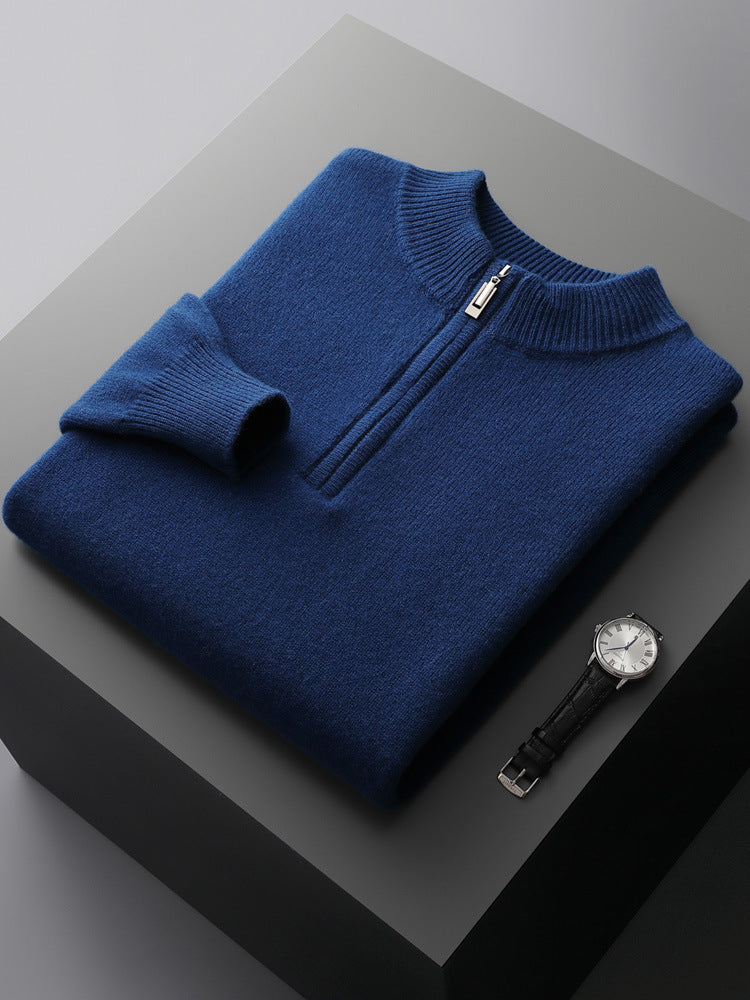 Levoire | Pull En Cachemire À Demi-Zip Bleu