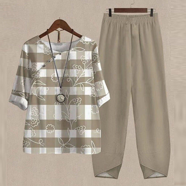 Levoire | Ensemble Deux Pièces Avec Motif Khaki