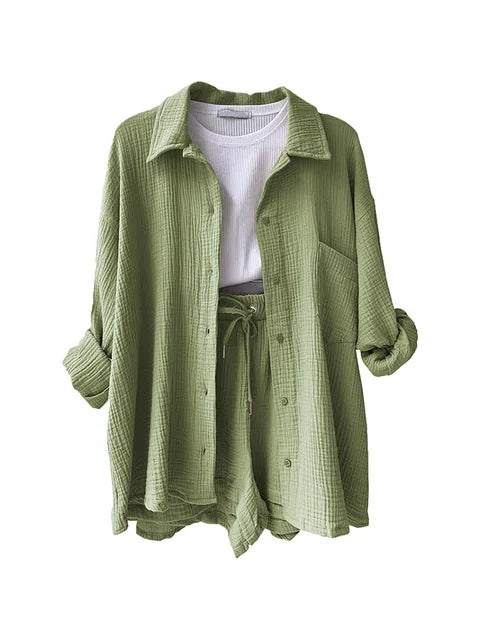 Levoire | Chemise à manches longues et pantalon court Vert clair