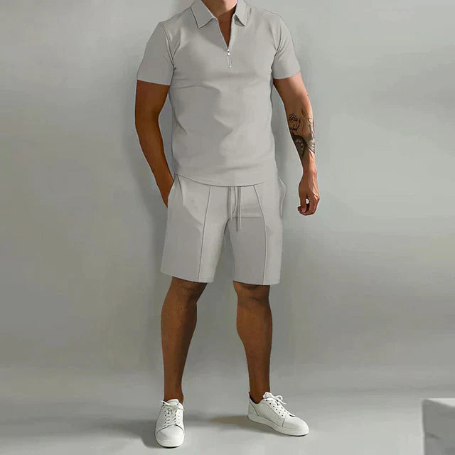 Levoire | Polo Shirt Set D'Ete Decontracte Coupe Ample Hommes Gris
