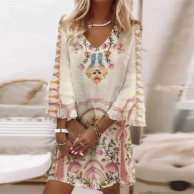 Levoire | Robe Imprimée Luxe Pour Femmes Beige