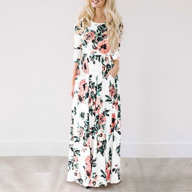 Levoire | Robe D'Été Festive Pour Femmes Avec Imprimé Floral Blanc