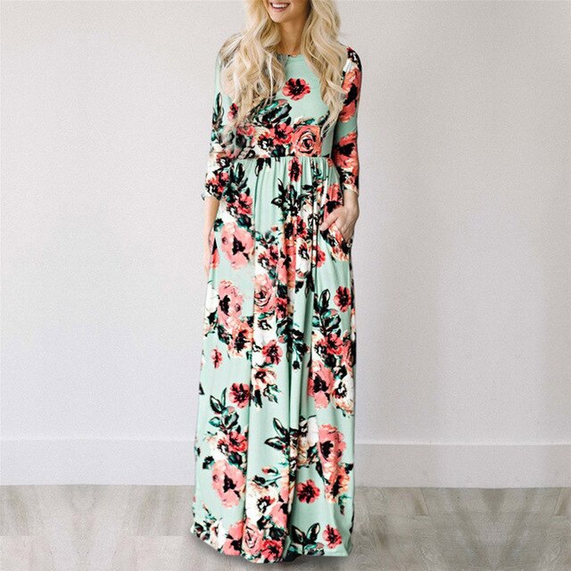 Levoire | Robe D'Été Festive Pour Femmes Avec Imprimé Floral Vert