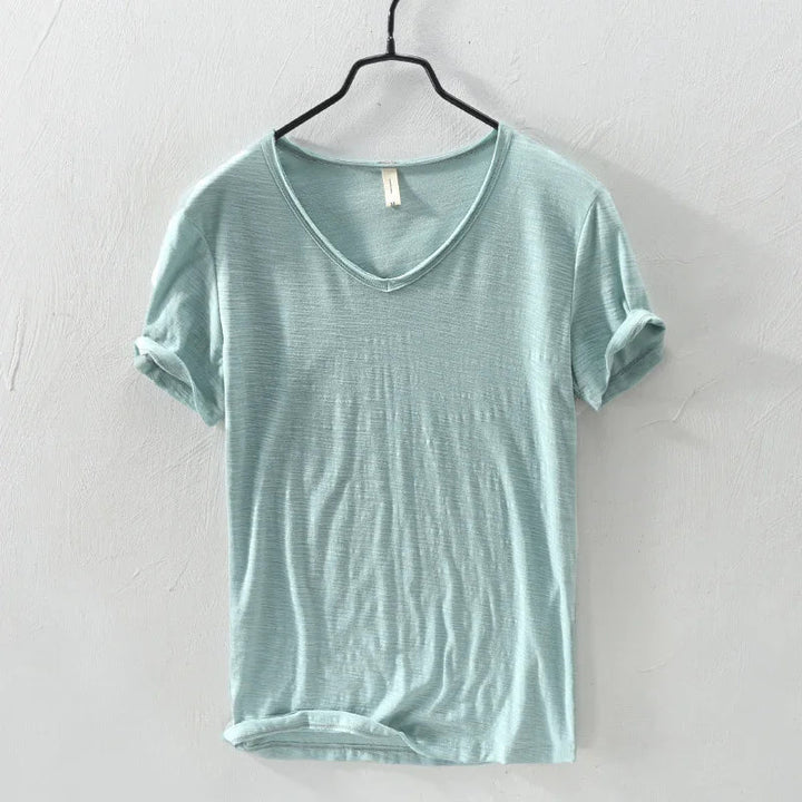 Levoire | T-Shirt Col V Intemporel Hommes Vert