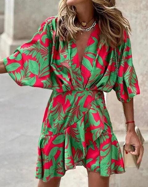 Levoire | Robe D'Été Boho Rot Vert