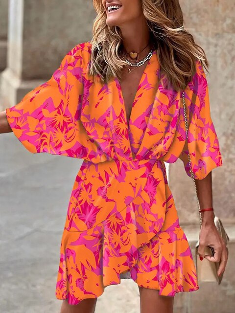 Levoire | Robe De Style Boho Pour Femmes Orange