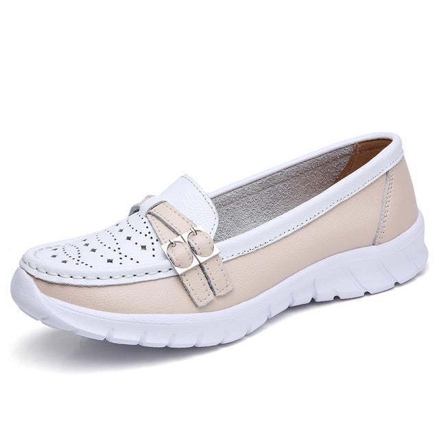 Levoire | Mocassins Pour Femmes Confortables Avec Détail De Ceinture Beige