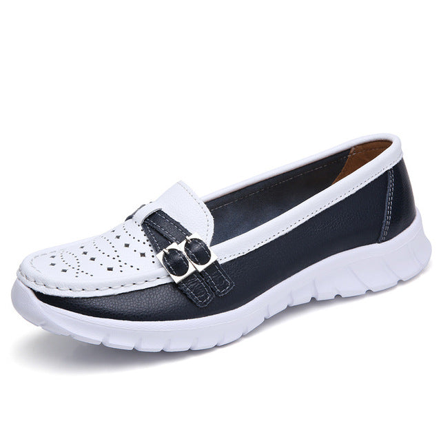 Levoire | Mocassins Pour Femmes Confortables Avec Détail De Ceinture Bleu