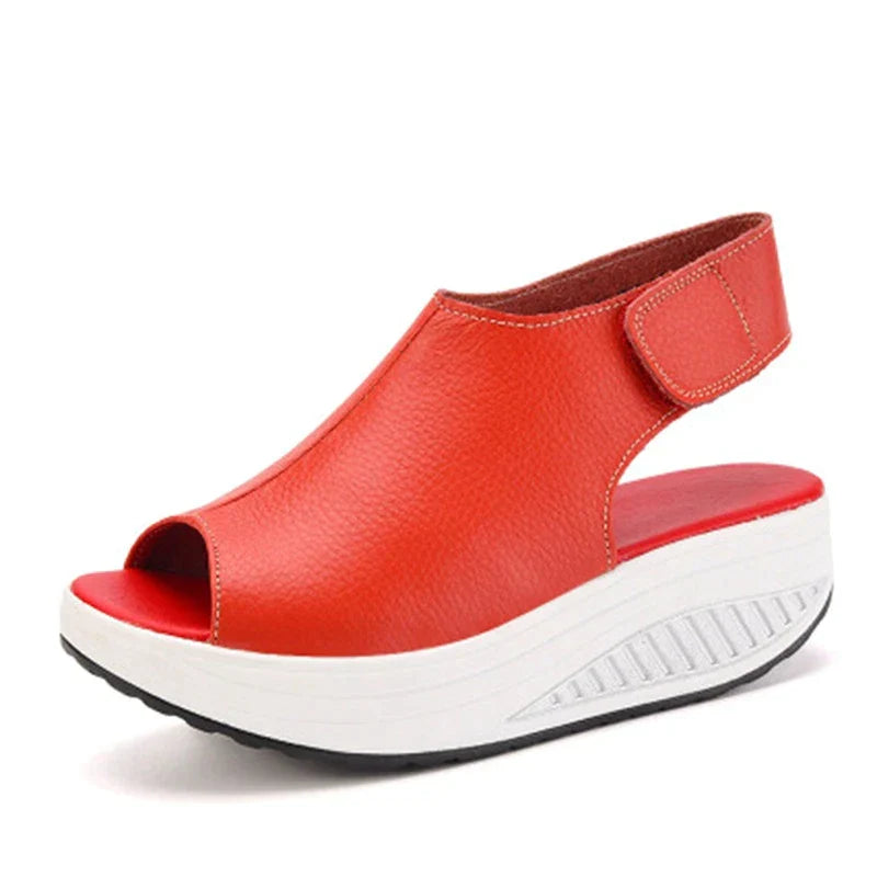 Levoire | Sandales Pour Femmes À Talon Haut Et Avec Fermeture Velcro Rot