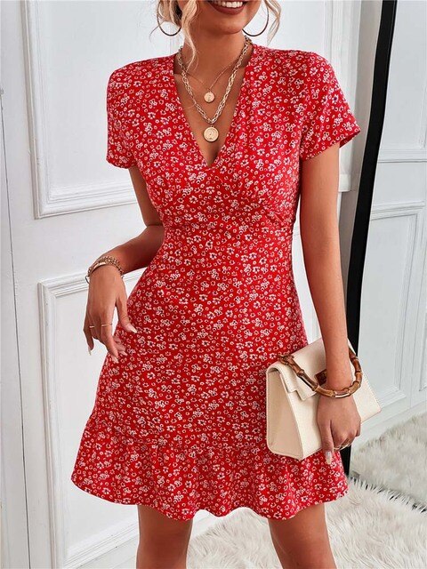 Levoire | Robe D'Été Florale Pour Femmes Rot