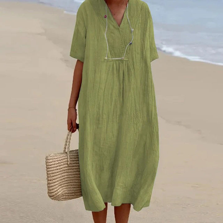 Levoire | Robe Midi Décontractée À Manches Courtes Et Coupe Relaxée Vert clair