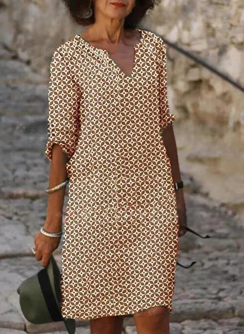 Levoire | Manches Courtes Détente Robe Décontractée Robe De Soleil Marron