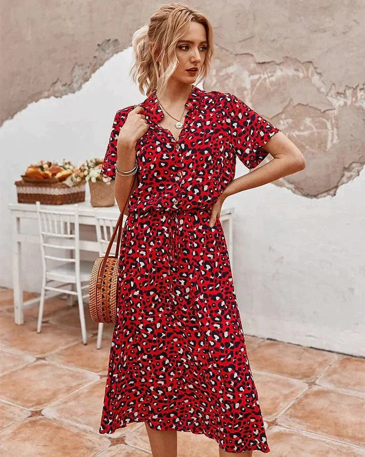 Levoire | Robe Midi À Manches Courtes Robe De Plage Rot