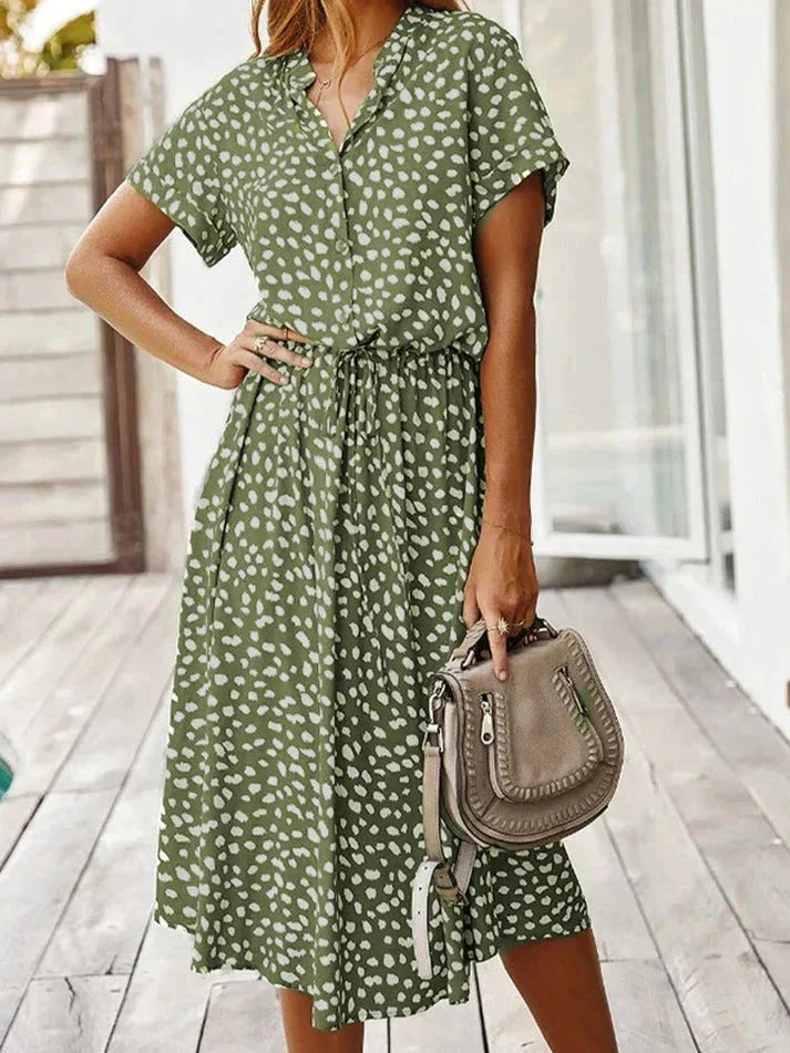 Levoire | Robe Midi À Manches Courtes Robe De Plage Vert