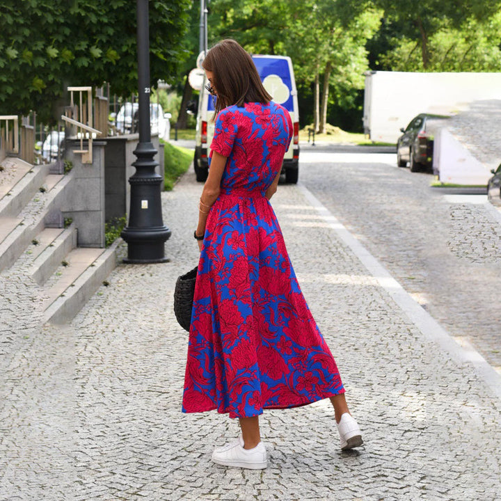 Levoire | Robe Maxi Enroulée À Manches Courtes Et Décolleté En V