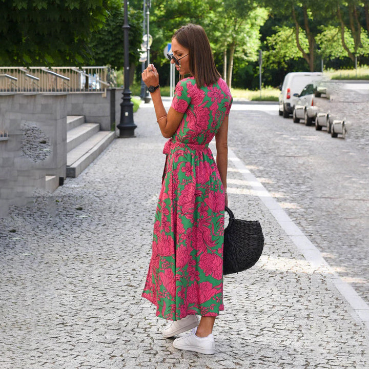 Levoire | Robe Maxi Enroulée À Manches Courtes Et Décolleté En V