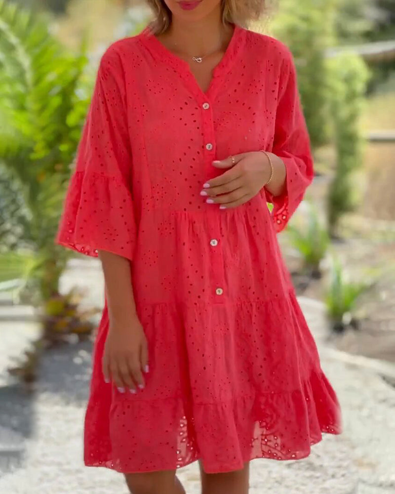 Levoire | Large Mi-Long Sans Manches Robe Courte En Lin