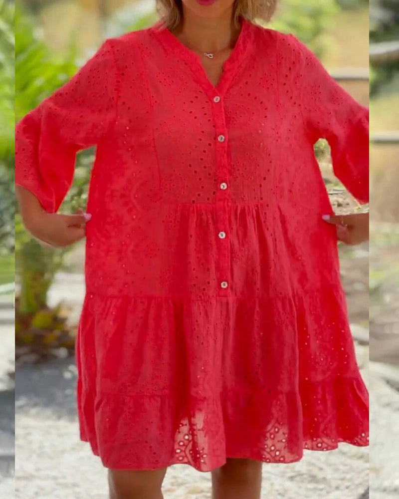Levoire | Large Mi-Long Sans Manches Robe Courte En Lin