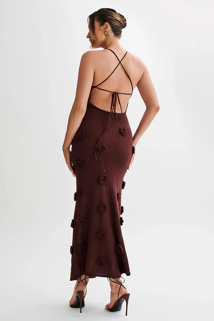 Levoire | Robe Maxi En Tricot Bodycon Dos Nu Sans Manches